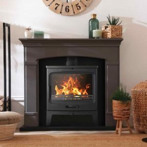 Cast iron fireplace room view