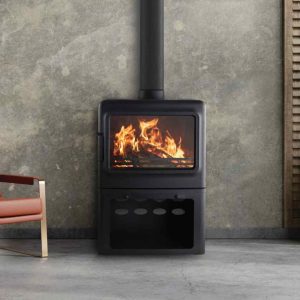 Cast iron fireplace side view